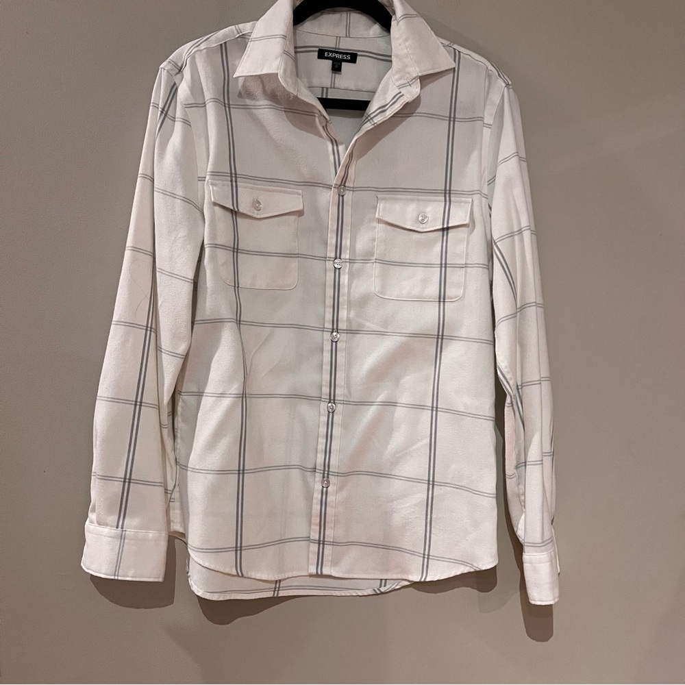 Express Men’s Plaid Button Down Top